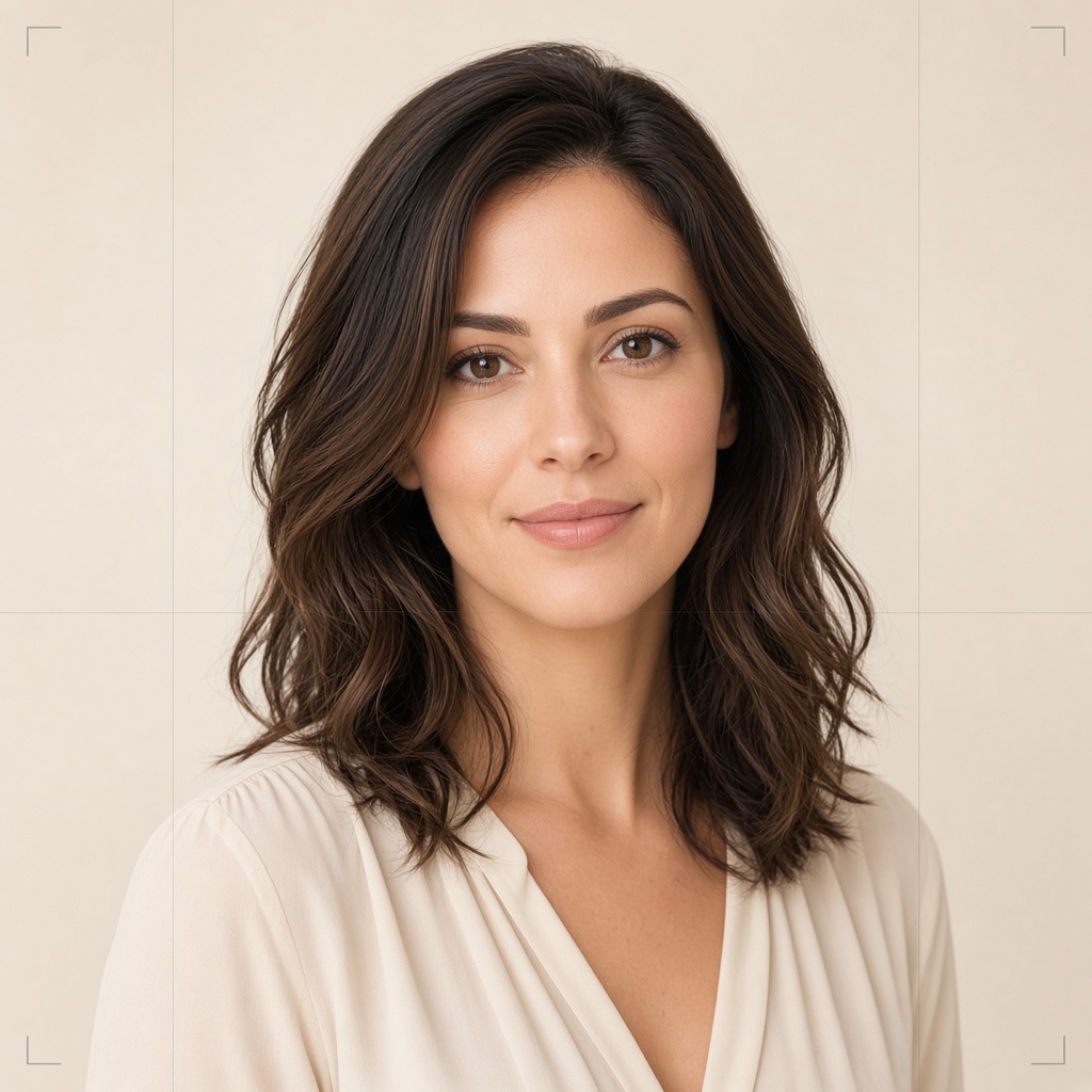 Headshot with square crop framing guides